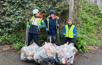 Children litter picking