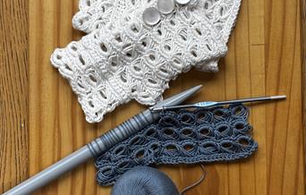 Gloves and broomstick crochet sample