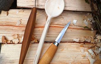 Carved spoons and tools