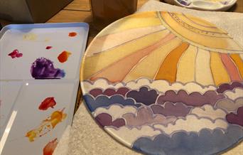 Painted silk suncatcher