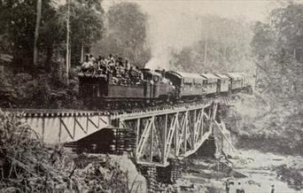 Train carrying troops