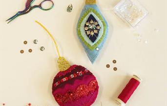 2 hand sewn Christmas tree decorations