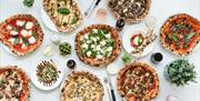 Base Face Pizza, Table of Pizzas, Starters and Sauces