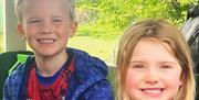 CLOSE UP Little girl and boy smiling
