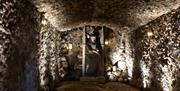 A front shot of Pope's grotto inside historic place