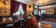 interior, tables, benches, umbrella, food