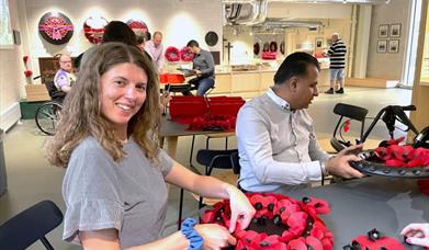 Wreath making at the Poppy Factory