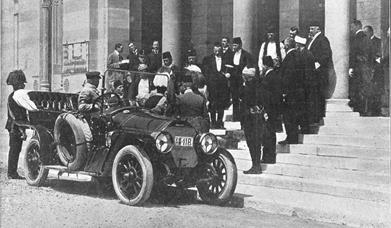 Archduke's car shortly after arrival in Sarajevo