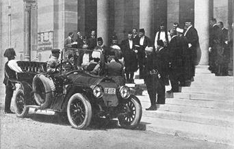 Archduke's car shortly after arrival in Sarajevo