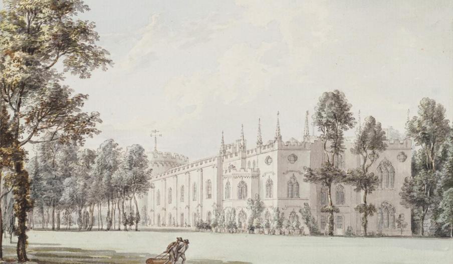 East Front of Strawberry Hill House, tinted engraving after a watercolour by Paul Sandby