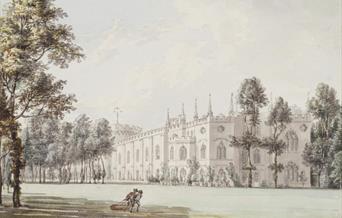 East Front of Strawberry Hill House, tinted engraving after a watercolour by Paul Sandby