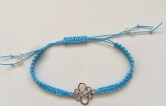 Blue macramé bracelet