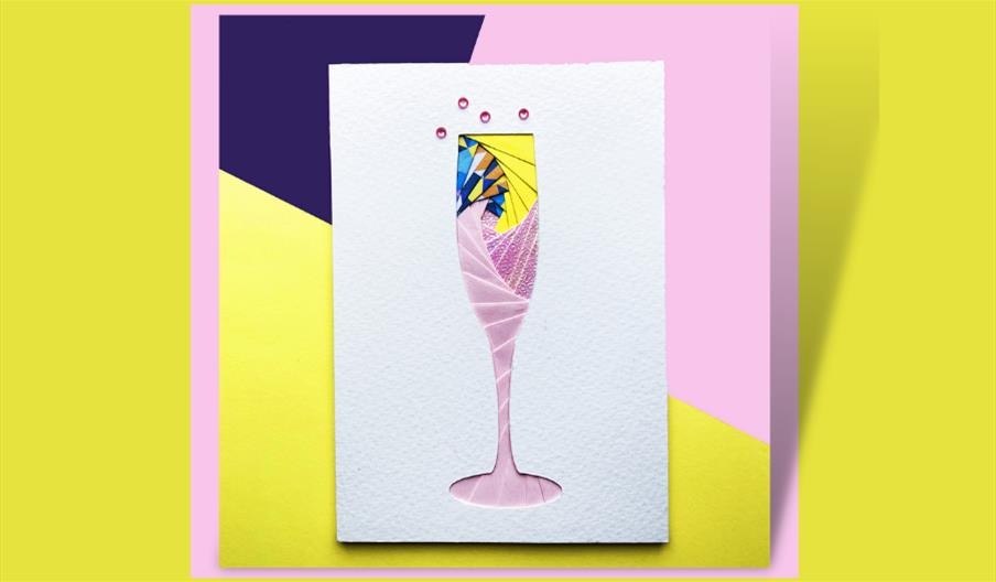 Hand made card with champagne glass