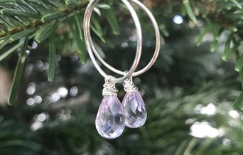 Crystal earrings on tree