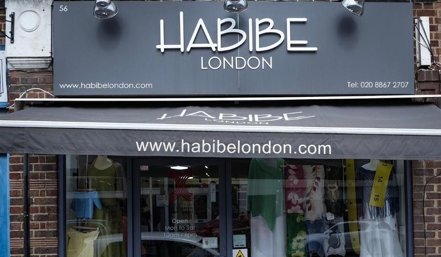 A front shot of Habibe London shop