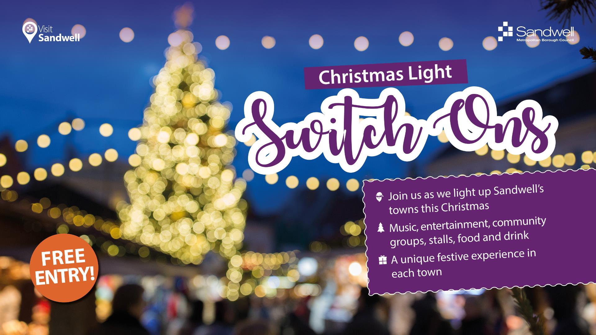 Sandwell Christmas Light switch on