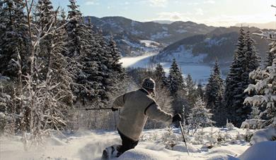 Telemarkskier from Øverbø down to the valley