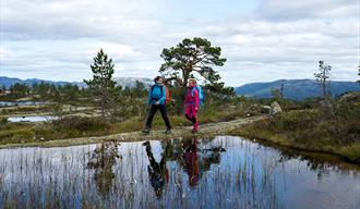 2 girls go for a walk on Hægefjell