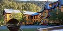 Entrance to Dalen Hotel seen from the vintage car