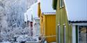 the houses in Grønnbyen with snow