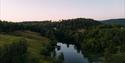 drone image of the Skogens rom sauna and the nature around it