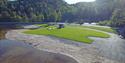 newly renovated bathing beach with toilet facilities at Follsjø