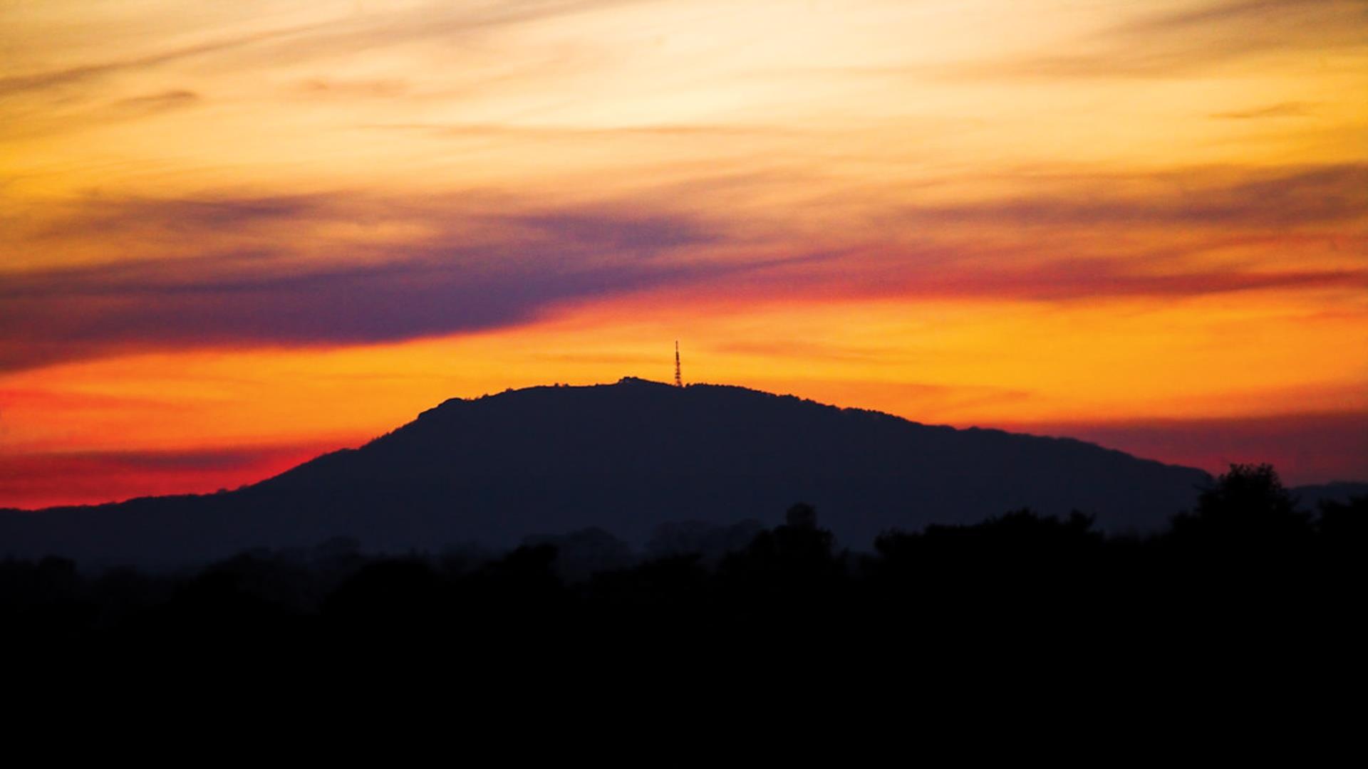 View of The Wrekin at sunset