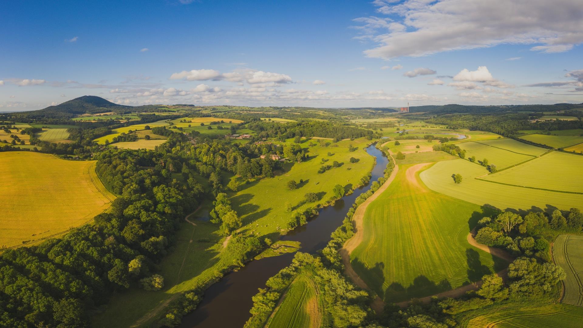 Aerial view of the countryside in Spring