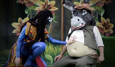 A picture of Titania and Bottom in A Midsummer Night's Dream
