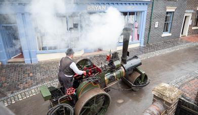 Billy the Steam Roller, driving through the streets of Blists Hill.