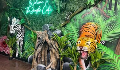 Inside the entrance of the Jungle Cafe