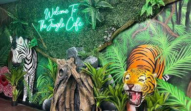 Inside the entrance of the Jungle Cafe