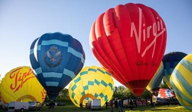 Hot air balloons in Telford Town Park arena