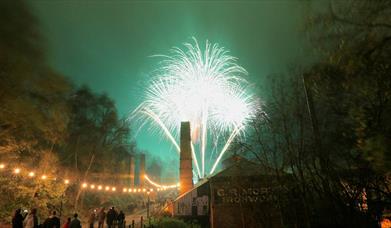 A photo of a firework display at Blists Hill Victorian Town.