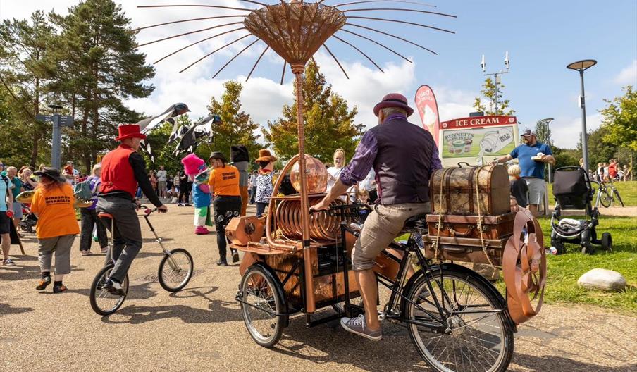 A street performer on his bike at Love Telford 2022