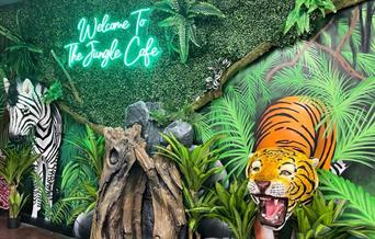 Inside the entrance of the Jungle Cafe