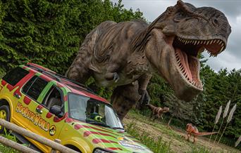 Animatronic T-Rex and Hoo Zoo vehicle