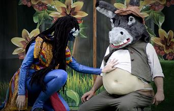 A picture of Titania and Bottom in A Midsummer Night's Dream