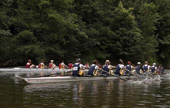 Olympian Mixed Eights racing at Ironbridge Regatta