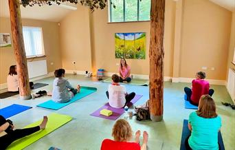 Yoga session in progress
