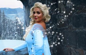 Princess character for the event pictured at the castle or on a white screen.