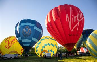 Hot air balloons in Telford Town Park arena