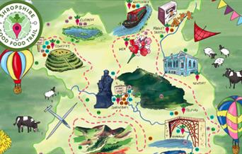 An illistrated map of the Shropshire Good Food Trail
