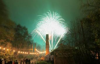 A photo of a firework display at Blists Hill Victorian Town.