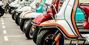 A row of Italian scooters parked up