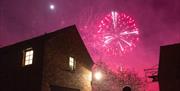 Pink firework in the sky