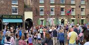 A crowd on The Wharfage at the Ironbridge Heritage Day