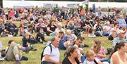 Visitors to Newport Show relaxing on the bank watching the entertainment