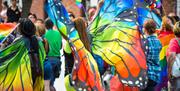 Participants in Oakengates Carnival dressed as butterflies