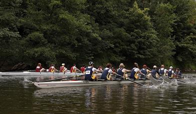Olympian Mixed Eights racing at Ironbridge Regatta